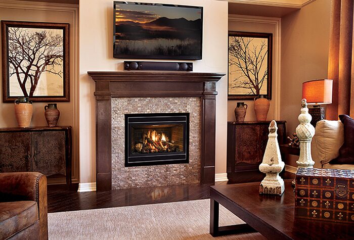 Living room with fireplace