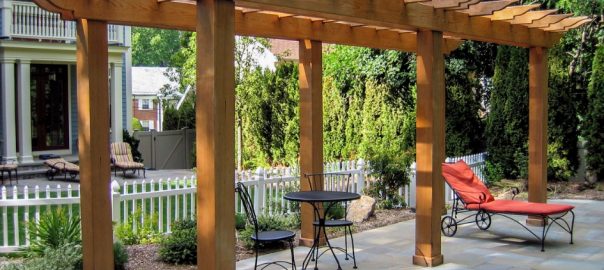 lounge chair under pergola