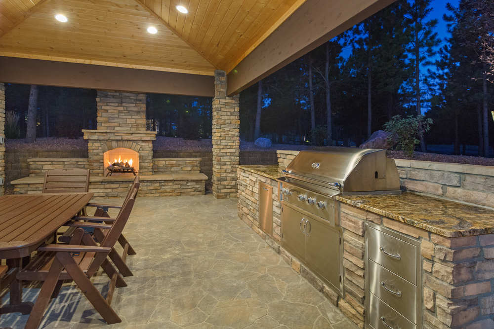 outdoor kitchen at night