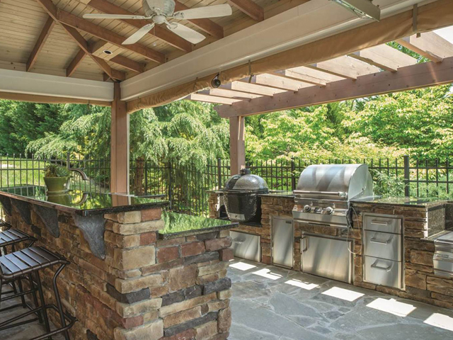 outdoor kitchen under pavilion