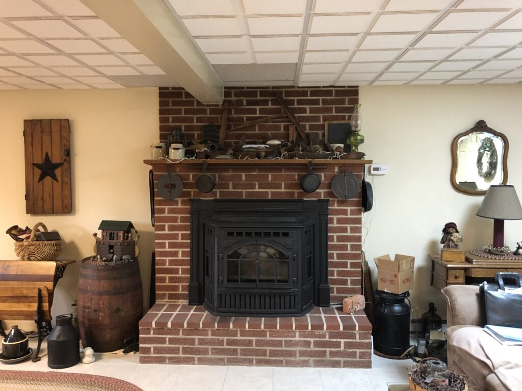 brick fireplace