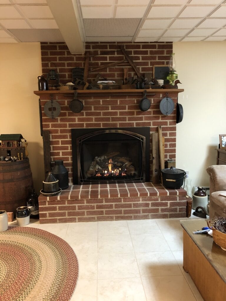 brick fireplace