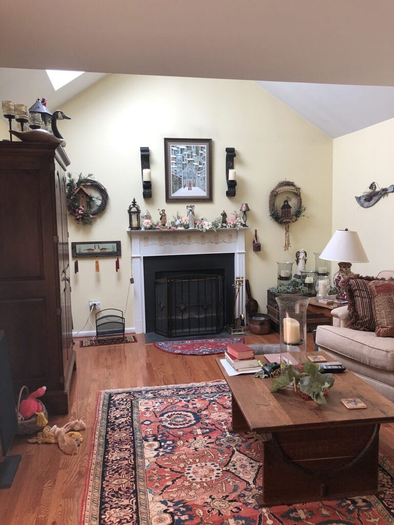 living room with fireplace