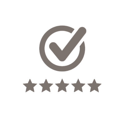 checkmark icon with five stars