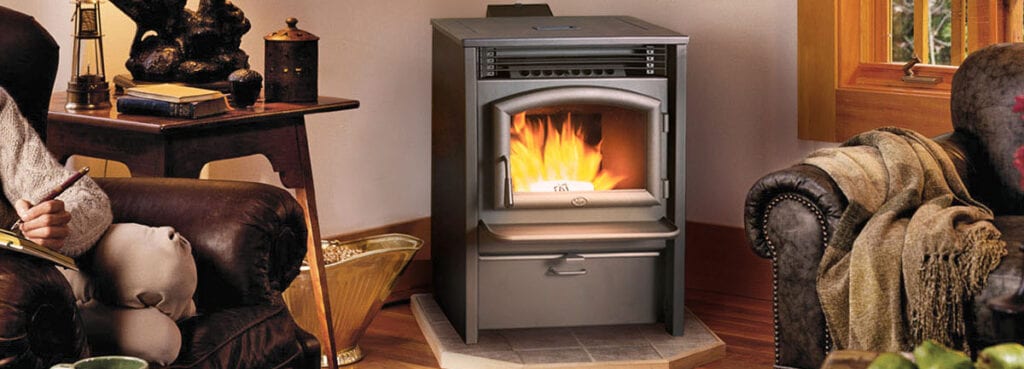 pellet stove in living room