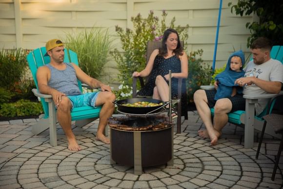 family around firepit