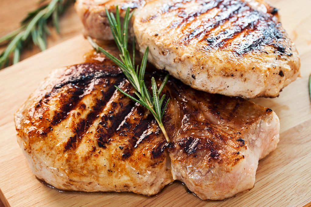 freshly grilled pork chops
